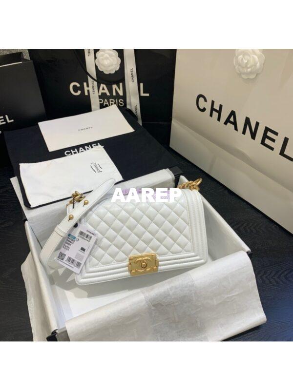 Replica Chanel Le boy Lambskin Bag White 9