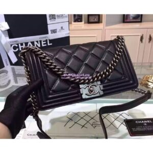 Replica Chanel Quilted Boy Flap Bag in Black 2