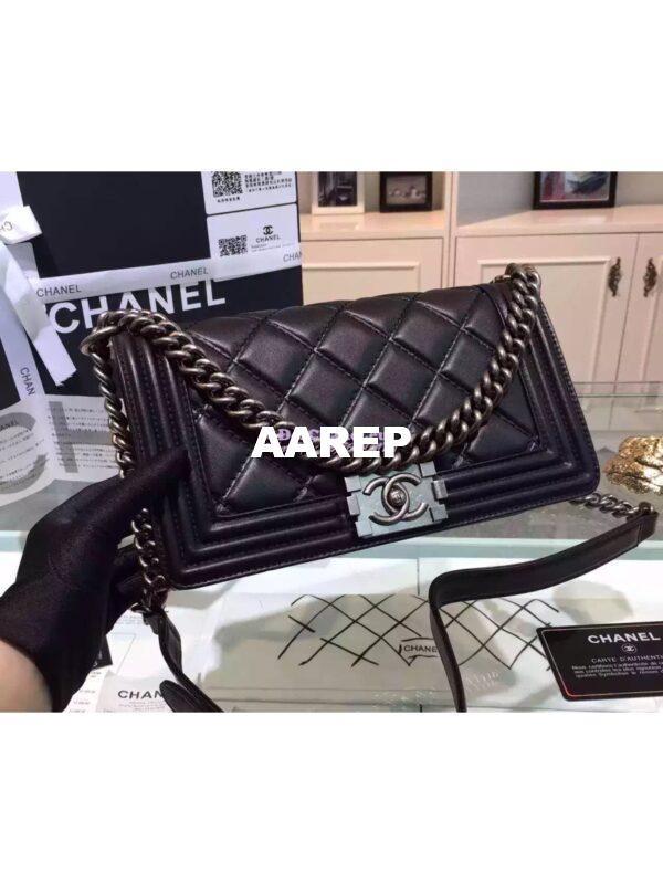 Replica Chanel Quilted Boy Flap Bag in Black 4