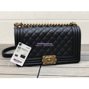 Replica Chanel Le boy Caviar Black Bag with Aged Ruthenium Hardware