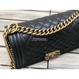 Replica Chanel Le boy Caviar Black Bag with Aged Ruthenium Hardware 2