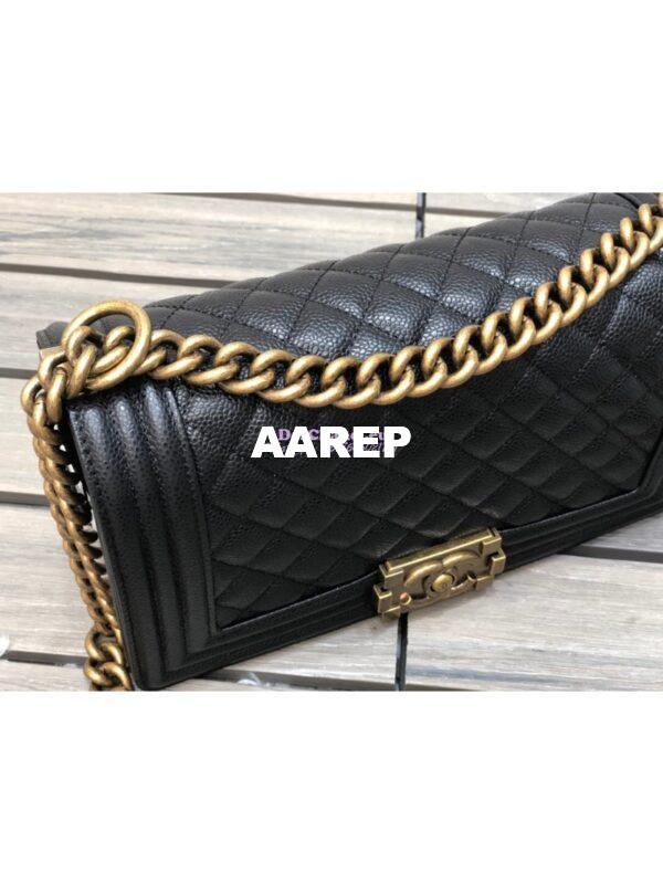 Replica Chanel Le boy Caviar Black Bag with Aged Ruthenium Hardware 4