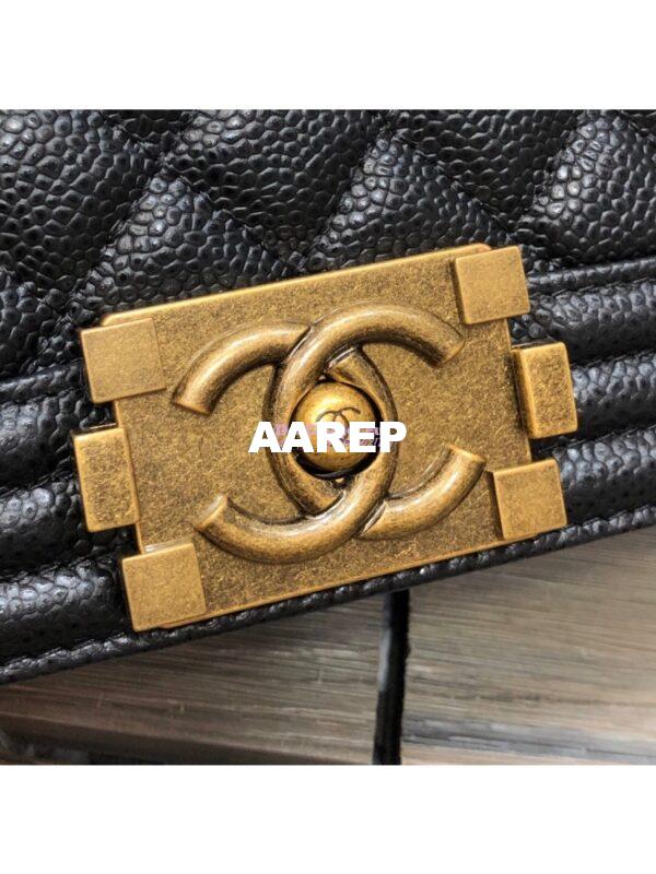 Replica Chanel Le boy Caviar Black Bag with Aged Ruthenium Hardware 5