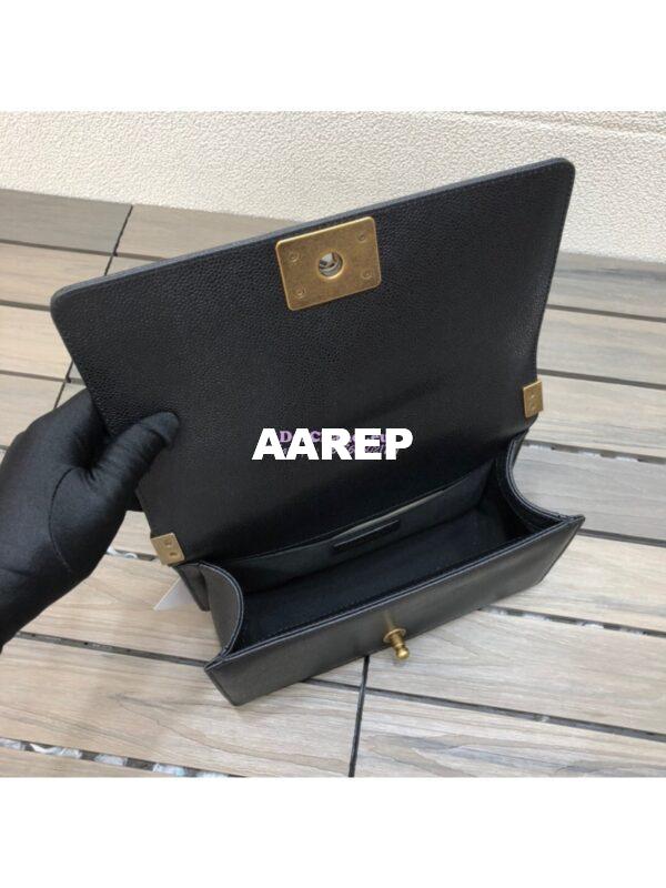Replica Chanel Le boy Caviar Black Bag with Aged Ruthenium Hardware 8