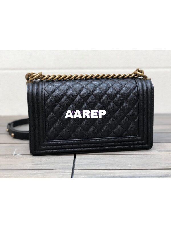 Replica Chanel Le boy Caviar Black Bag with Aged Ruthenium Hardware 10