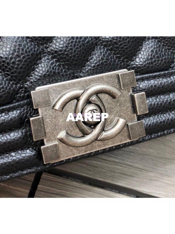 Replica Chanel Le boy Caviar Black Bag with Aged Ruthenium Hardware 12