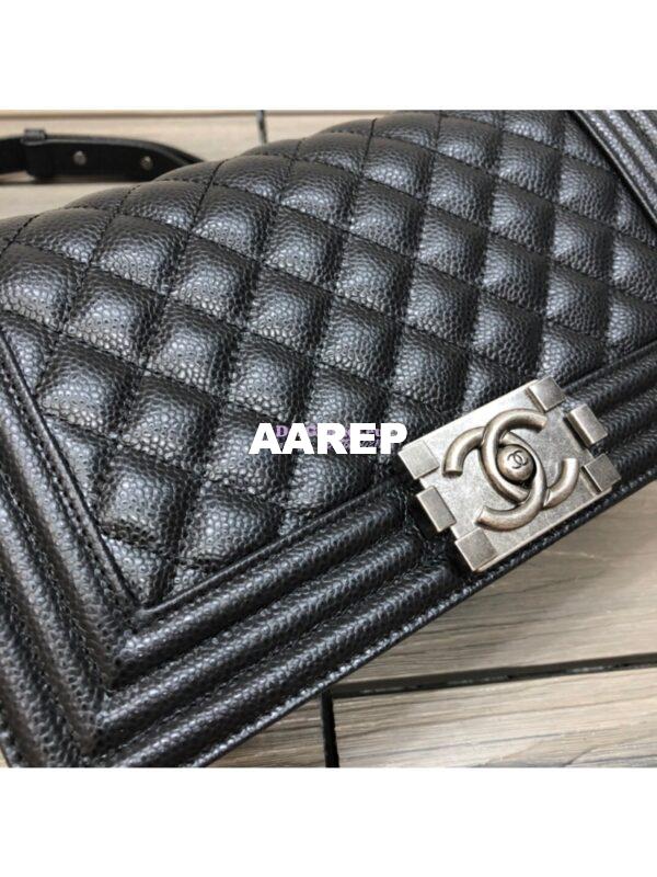 Replica Chanel Le boy Caviar Black Bag with Aged Ruthenium Hardware 13