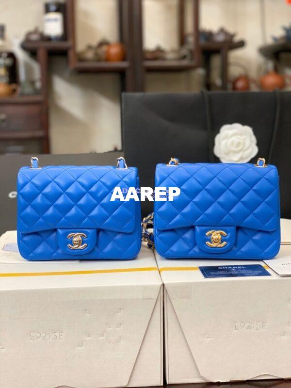 Replica Chanel Mini Classic Flap 17cm in Blue Lambskin Bag 3