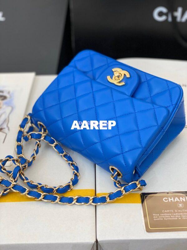 Replica Chanel Mini Classic Flap 17cm in Blue Lambskin Bag 5