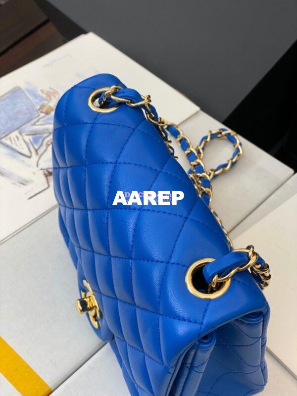 Replica Chanel Mini Classic Flap 17cm in Blue Lambskin Bag 6