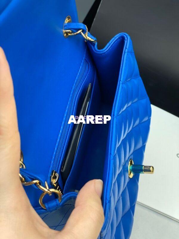 Replica Chanel Mini Classic Flap 17cm in Blue Lambskin Bag 8
