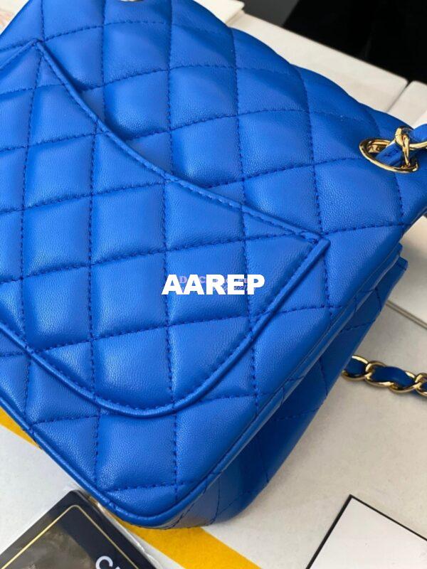 Replica Chanel Mini Classic Flap 17cm in Blue Lambskin Bag 9