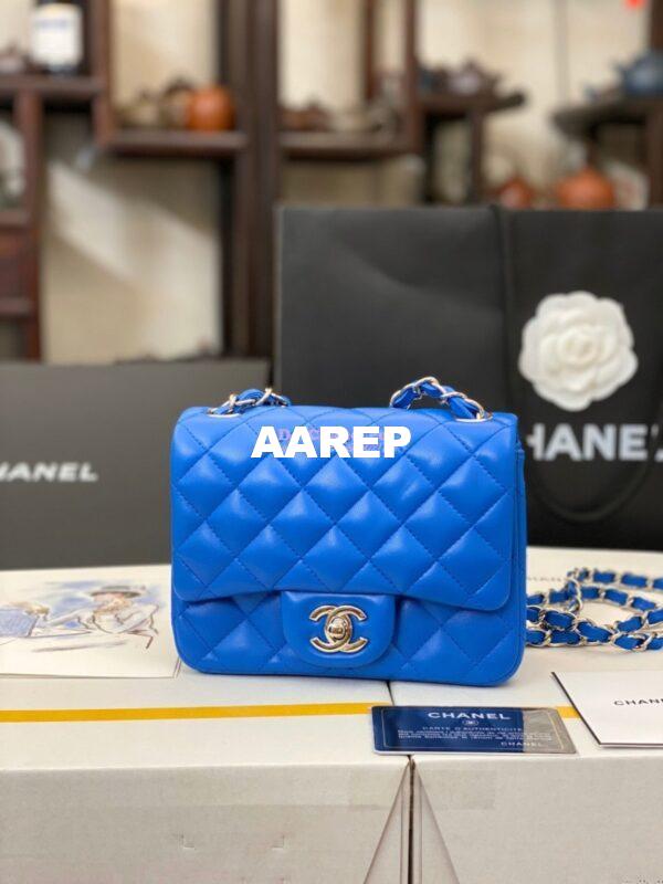 Replica Chanel Mini Classic Flap 17cm in Blue Lambskin Bag 11