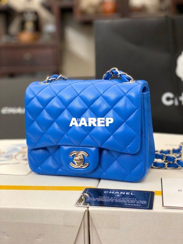 Replica Chanel Mini Classic Flap 17cm in Blue Lambskin Bag 12