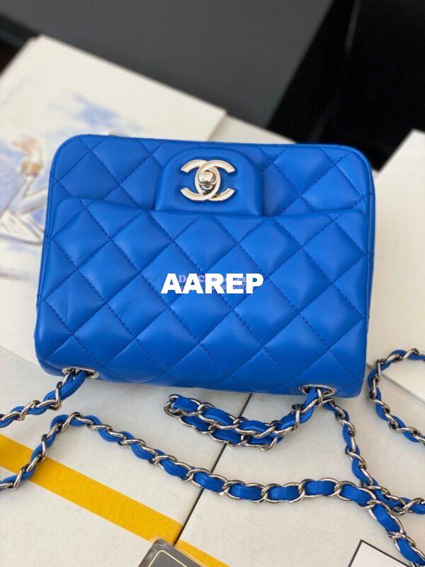 Replica Chanel Mini Classic Flap 17cm in Blue Lambskin Bag 13