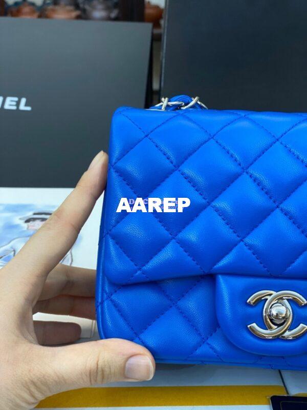 Replica Chanel Mini Classic Flap 17cm in Blue Lambskin Bag 14