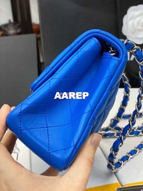 Replica Chanel Mini Classic Flap 17cm in Blue Lambskin Bag 16