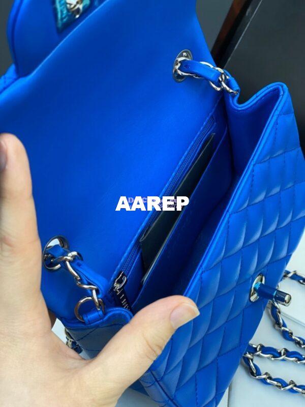 Replica Chanel Mini Classic Flap 17cm in Blue Lambskin Bag 17
