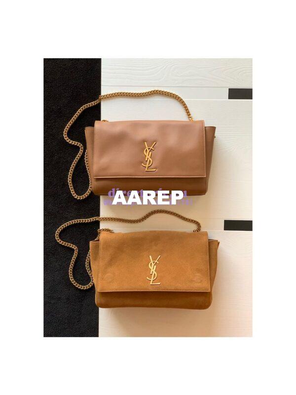 Replica YSL Saint Laurent Kate Medium Reversible In Suede And Smooth Leather 553804 Tan