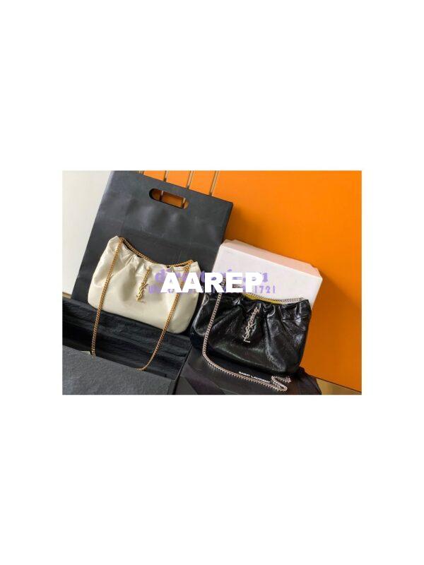 Replica YSL Saint Laurent PacPac Ruched Leather Hobo Bag 681632 Black 3