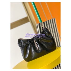 Replica YSL Saint Laurent PacPac Ruched Leather Hobo Bag 681632 Black 2