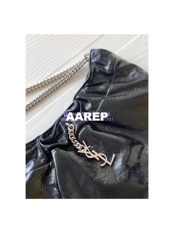 Replica YSL Saint Laurent PacPac Ruched Leather Hobo Bag 681632 Black 6