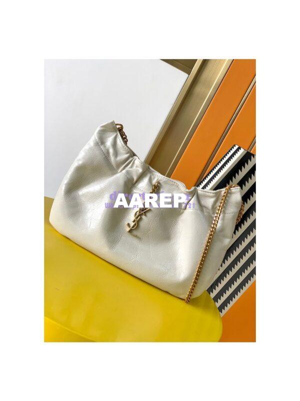 Replica YSL Saint Laurent PacPac Ruched Leather Hobo Bag 681632 White 3