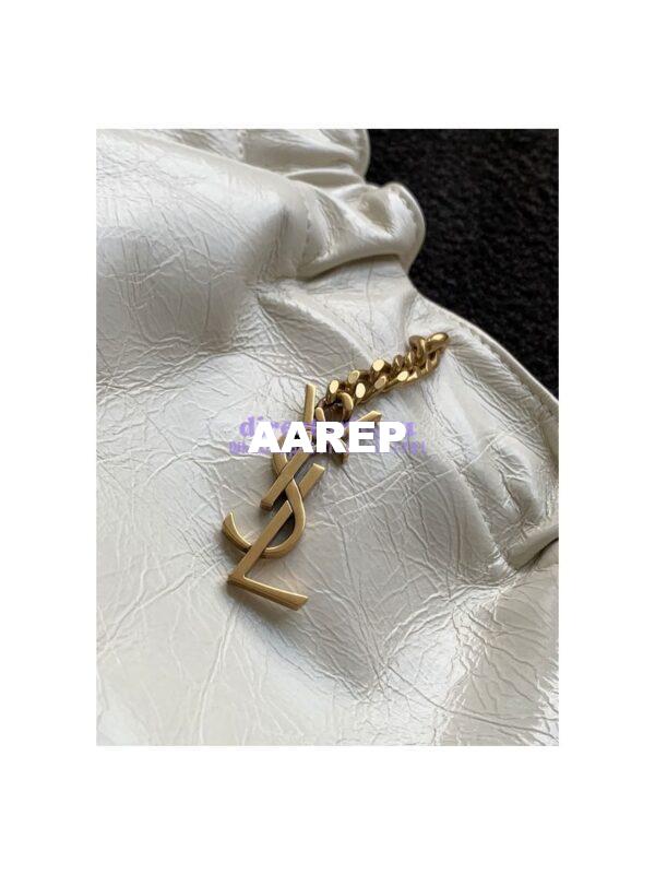 Replica YSL Saint Laurent PacPac Ruched Leather Hobo Bag 681632 White 5