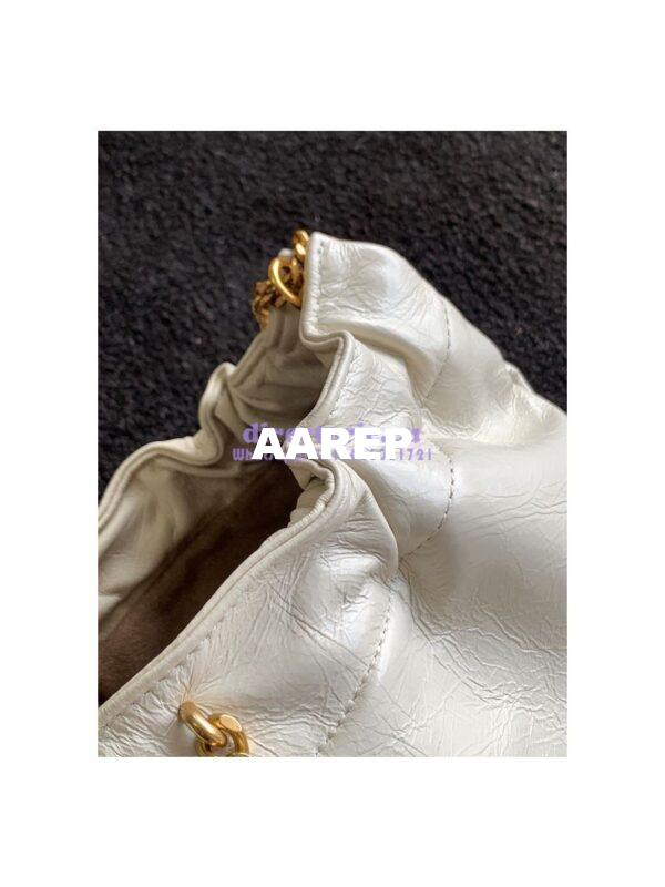 Replica YSL Saint Laurent PacPac Ruched Leather Hobo Bag 681632 White 9