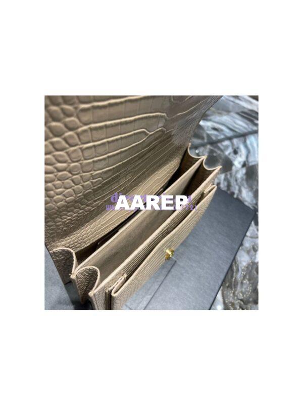 Replica YSL Saint Laurent Medium Sunset Monogram Crocodile embossed bag in Beige w Gold Hardware 10