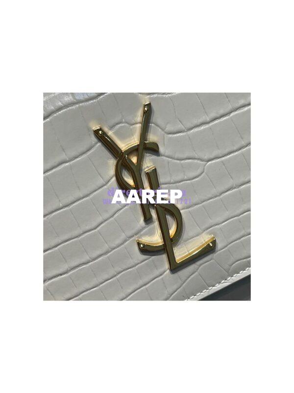 Replica YSL Saint Laurent Medium Sunset Monogram Crocodile embossed bag in Blanc w Gold Hardware 8