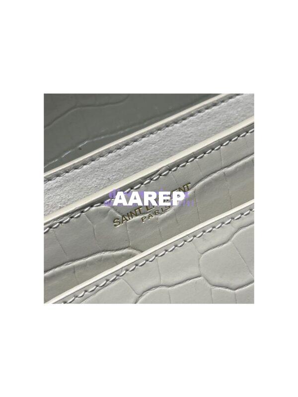 Replica YSL Saint Laurent Medium Sunset Monogram Crocodile embossed bag in Blanc w Gold Hardware 11