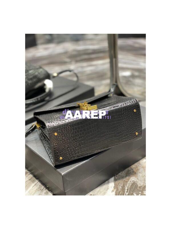 Replica YSL Saint Laurent Cassandra Medium Top Handle Bag In Shiny Crocodile-embossed Leather 578000 Black Gold Hardware 15