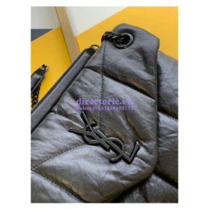 Replica Saint Laurent YSL Puffer Small Bag In Quilted Wrinkled Matte Leather 577476 Black 2