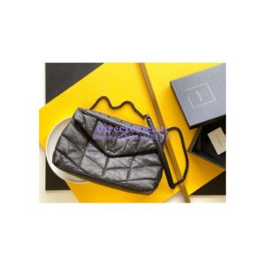 Replica Saint Laurent YSL Puffer Medium Bag In Quilted Wrinkled Matte Leather 5774751 Black