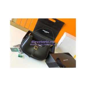 Replica YSL Saint Laurent Le Fermoir Hobo Bag In Shiny Leather 672615 Black