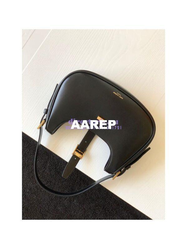 Replica YSL Saint Laurent Le Fermoir Hobo Bag In Shiny Leather 672615 Black 5