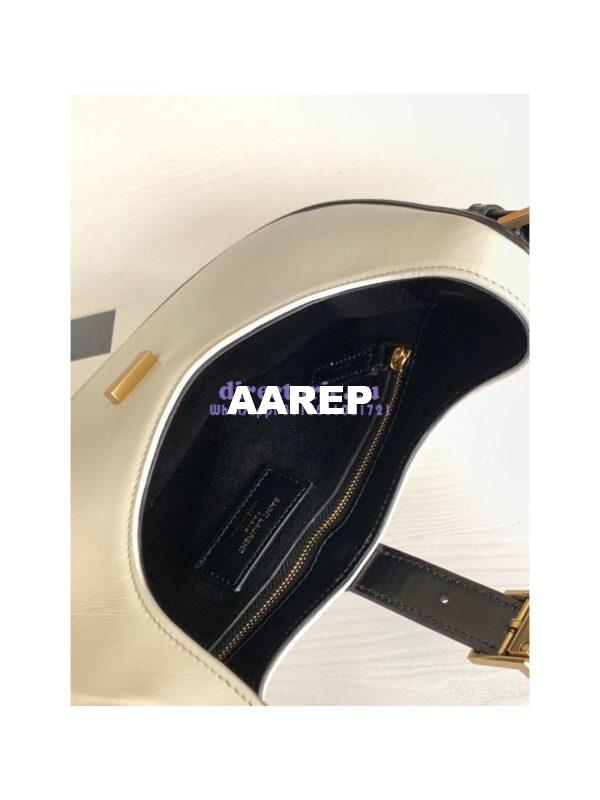 Replica YSL Saint Laurent Le Fermoir Hobo Bag In Shiny Leather 672615 Black White 10
