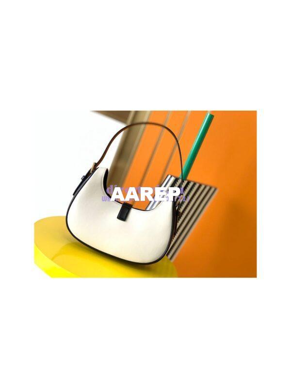 Replica YSL Saint Laurent Le Fermoir Hobo Bag In Shiny Leather 672615 Black White 11