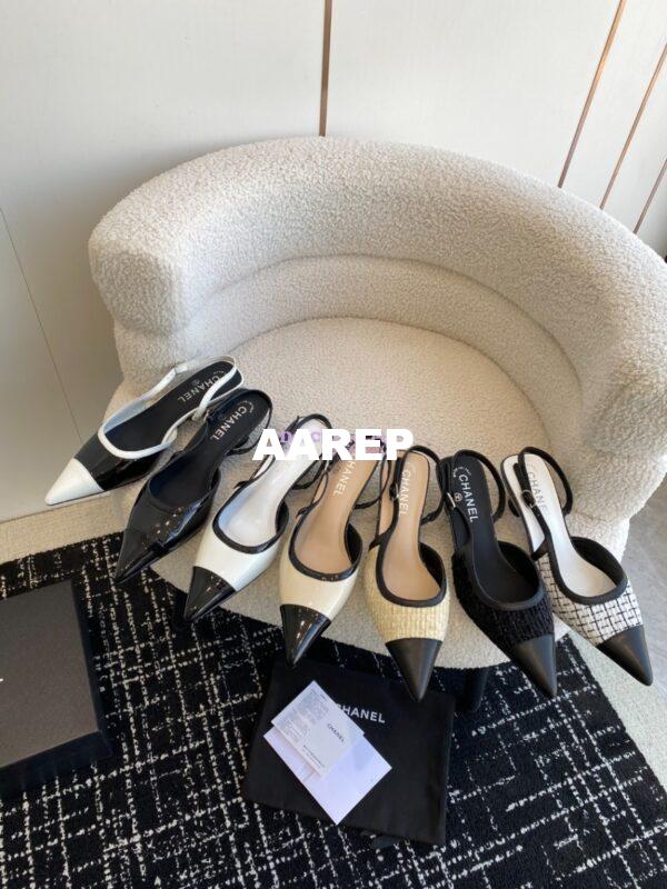 Replica Chanel 24C Coco Slingback Tweed & Patent Calfskin with Tip Toe G45376 3