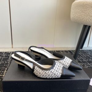 Replica Chanel 24C Coco Slingback Tweed & Patent Calfskin with Tip Toe G45376 2