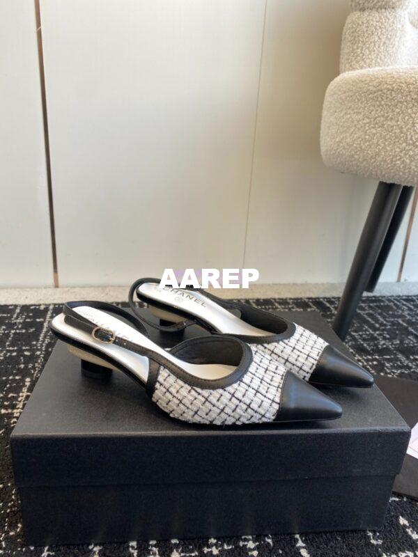 Replica Chanel 24C Coco Slingback Tweed & Patent Calfskin with Tip Toe G45376 4