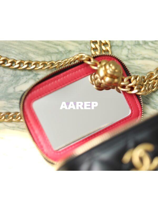 Replica Chanel 23C Mini Vanity With Camellia Crush Charm Chain in Lambskin AP3300 Black 13