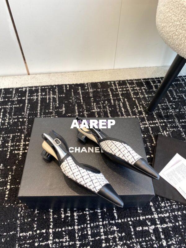 Replica Chanel 24C Coco Slingback Tweed & Patent Calfskin with Tip Toe G45376 5