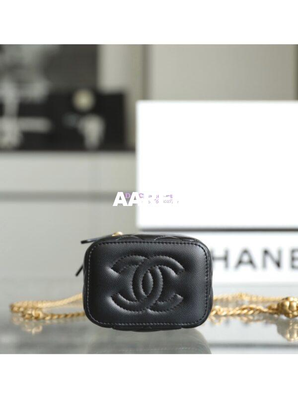 Replica Chanel 23C Mini Vanity With Camellia Crush Charm Chain in Lambskin AP3300 Black 14
