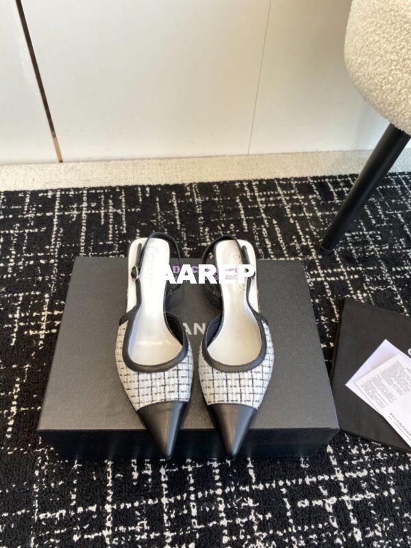 Replica Chanel 24C Coco Slingback Tweed & Patent Calfskin with Tip Toe G45376 6