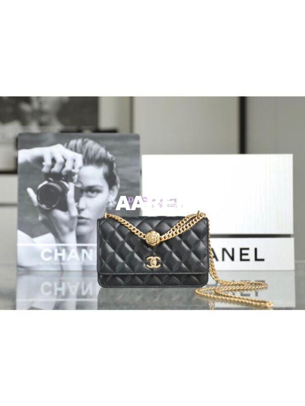 Replica Chanel 23C Camellia Crush Wallet On Chain Lambskin  AP3297 Black