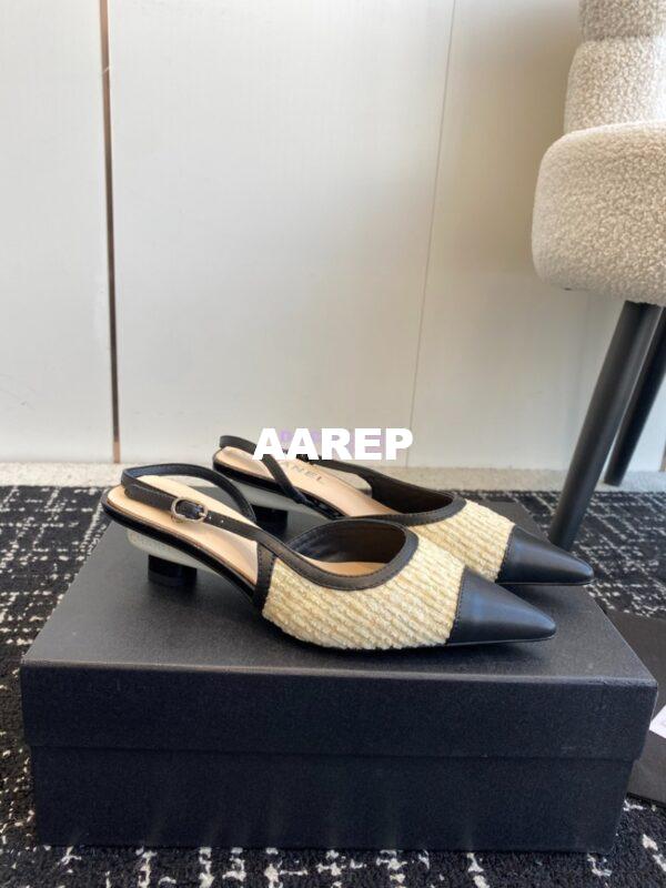Replica Chanel 24C Coco Slingback Tweed & Patent Calfskin with Tip Toe G45376 12