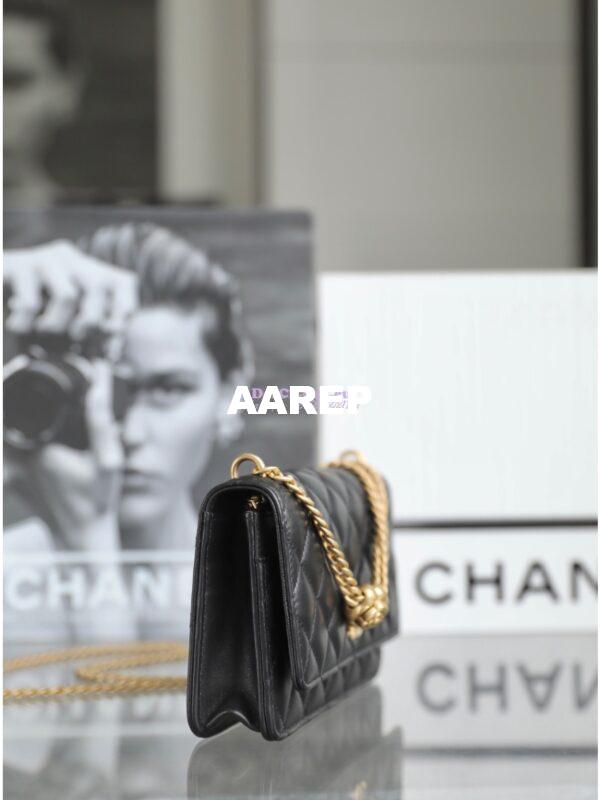 Replica Chanel 23C Camellia Crush Wallet On Chain Lambskin  AP3297 Black 2