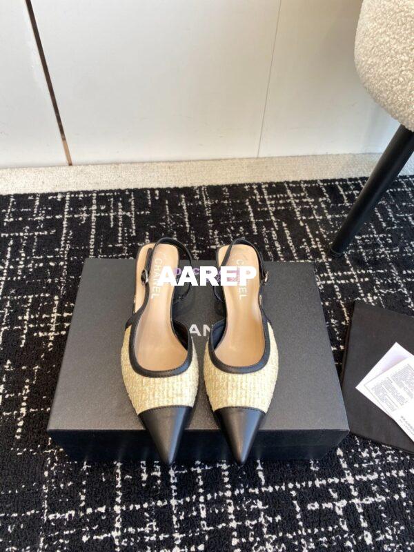 Replica Chanel 24C Coco Slingback Tweed & Patent Calfskin with Tip Toe G45376 13